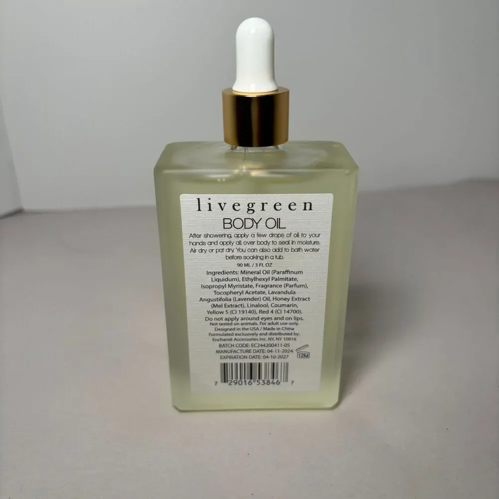 livegreen lavender & honey body oil nwot 90ML / 3‎ FL OZ  Exp: 4-10-2027